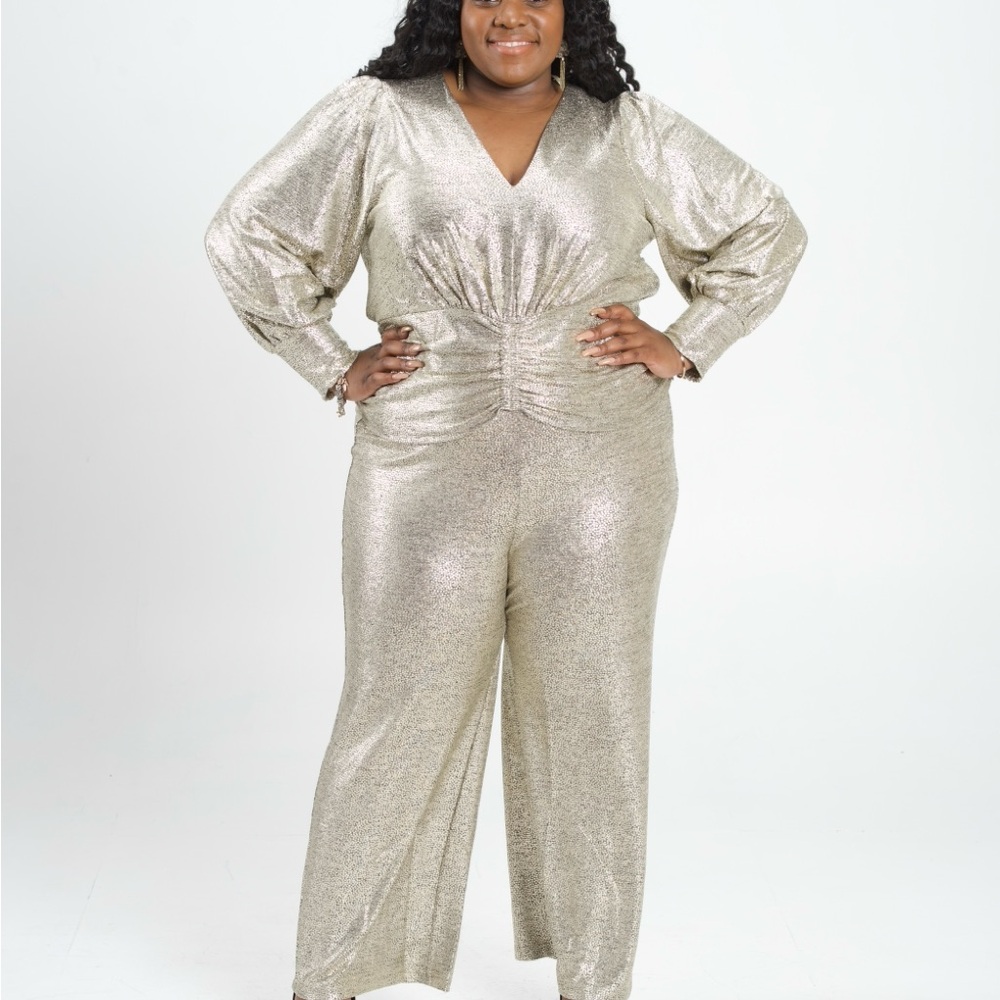 Elegant Metallic Gold 2pc pants set